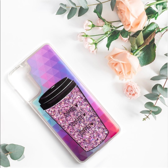 Pink Glitter Coffee Cup Case for Galaxy S21 Plus - Picture 2 of 4